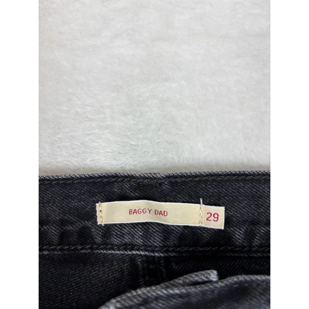 Levis Premium Baggy Dad Mens 29x32 Jeans Washed Fuzzy Black Faded Denim Wide Fit